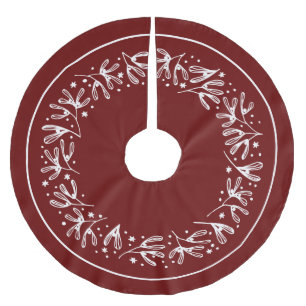  White Botanical Design Brushed Polyester Tree Ski Skirt