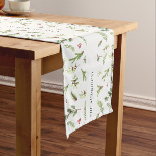 White botanical elegant modern family gift decor  medium table runner