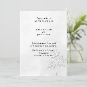 White Botanical Floral Die Cut Luxury Wedding Invitation