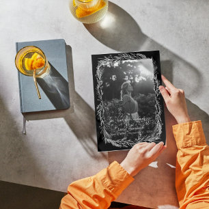 White Botanical Photo Funeral Program Invitation