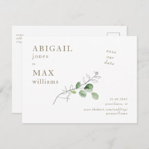 White Botanical Photo Wedding Save our Date II Postcard