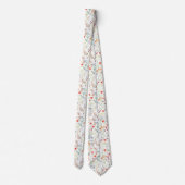 White Botanical Watercolor Floral Neck Tie (Back)
