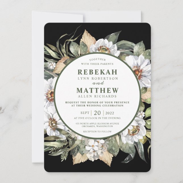 White Botanical | Wedding Invitation (Front)