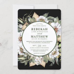 White Botanical Wedding Invitation