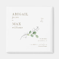 White Botanical Wedding Save our Date Gold Text