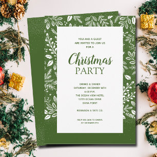 White Botanicals Christmas Holiday Invitations