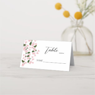 White Bougainvillea Flower Folded Place Card