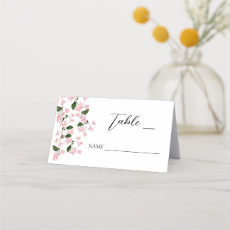 White Bougainvillea Flower Folded Place Card