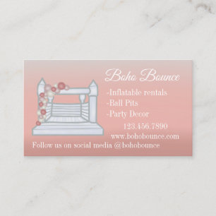 White Bounce House Inflatable Party Rentals Pink  Business Card