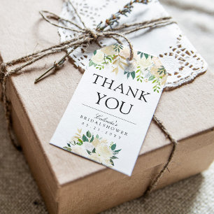 White Bouquet Bridal Shower Thank You Gift Tags