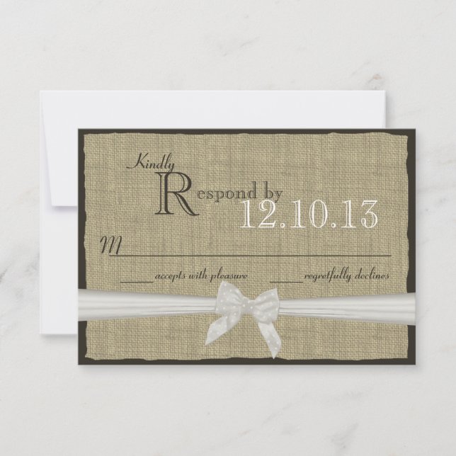 White Bow and Burlap Wedding Response (Front)