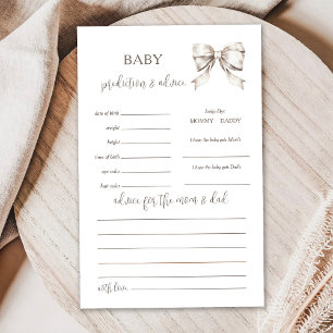 White Bow Baby Prediction and Advice Game Card