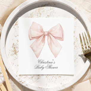 White Bow Baby Shower Napkin