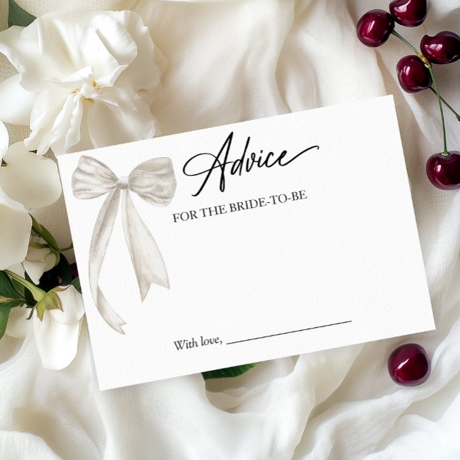 White Bow Bridal Shower Advice Card (Creator Uploaded)