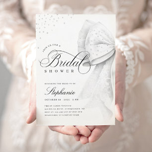 White Bow Bridal Shower Invitation