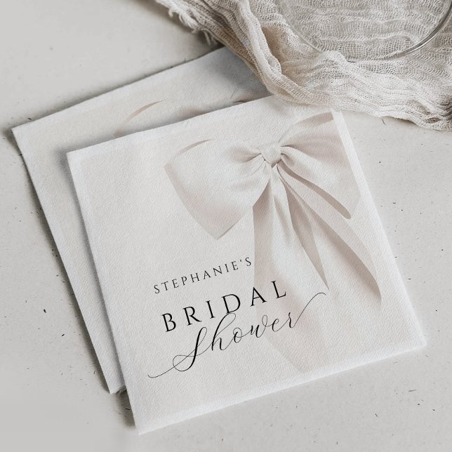White Bow Bridal Shower Napkin (Creator Uploaded)
