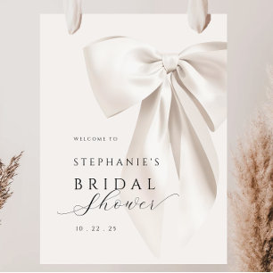 White Bow Bridal Shower Poster