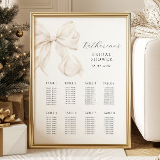 White Bow Bridal Shower Seating Chart