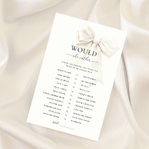 White Bow Bridal Shower Would She Rather Game