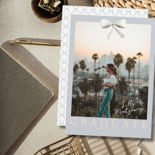White Bow Coquette Trellis Graduation Announcement