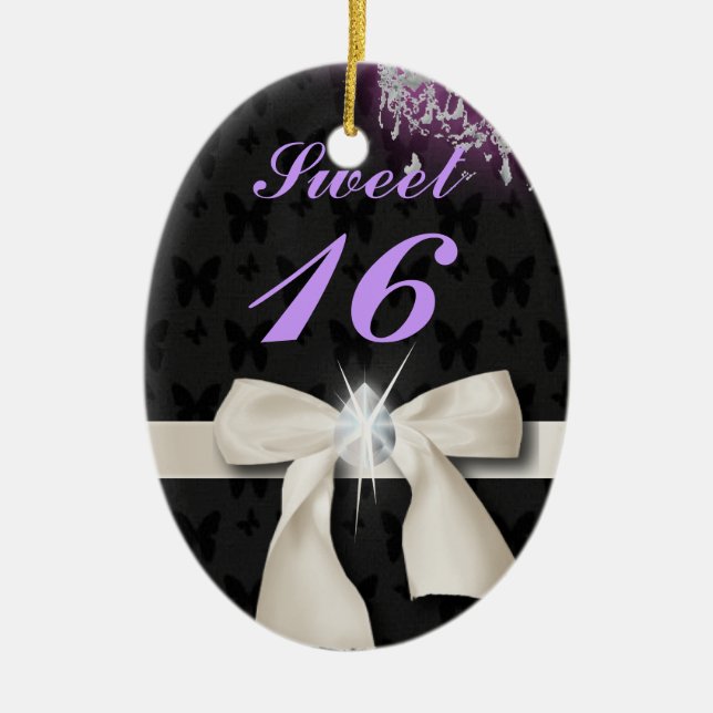 white bow diamond chandelier sweet sixteen ceramic tree decoration (Front)