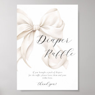White Bow Diaper Raffle Table Sign