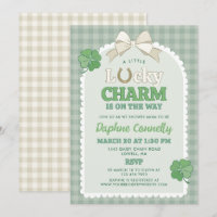 White Bow Horseshoe Lucky Charm Baby Shower