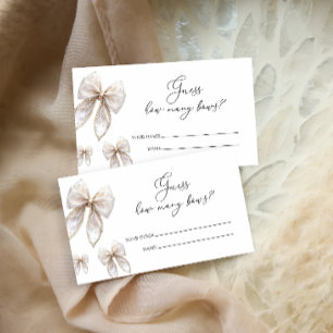 White Bow How Many Bows Baby Shower Game Enclosure Card
