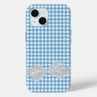 White Bow On Blue Gingham