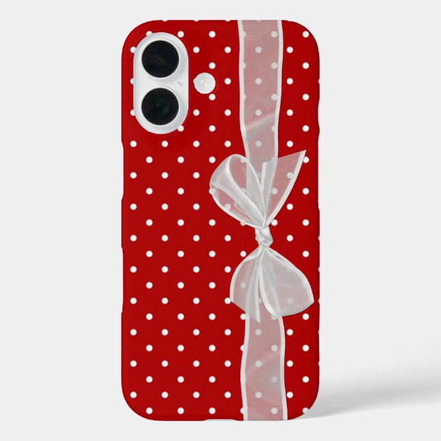 White Bow on Dots Case-Mate iPhone Case (Back)