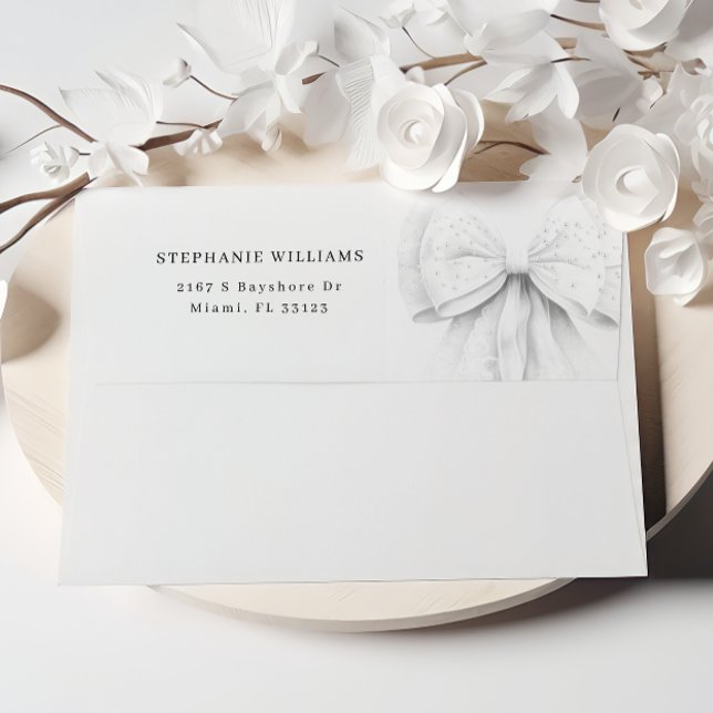 White Bow Pearls Bridal Shower Envelope (Creator Uploaded)
