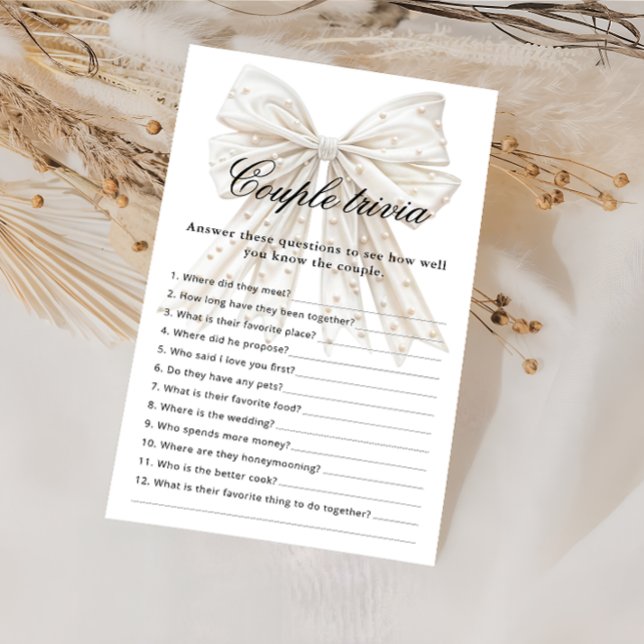 White Bow Pearls Couple Trivia Bridal Shower Game (Creator Uploaded)
