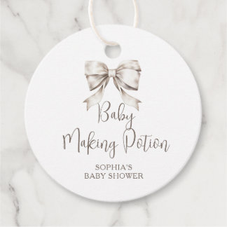 White Bow Ribbon Baby Shower Baby Making Potion Favour Tags