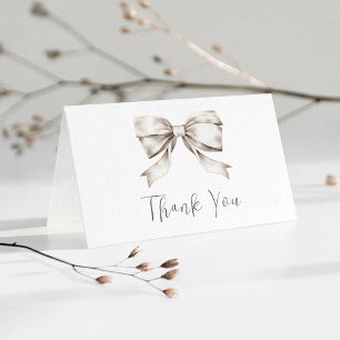 White Bow Ribbon Vintage Baby Shower Thank You Card