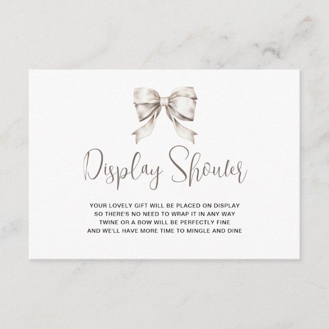 White Bow Ribbon Vintage Display Shower Enclosure Card (Front)