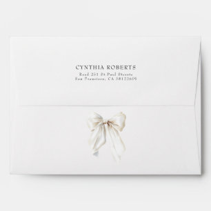 White Bow Romantic Elegant Chic Return Address Envelope