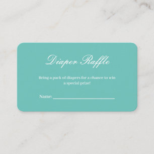 White Bow Teal Blue Baby Shower Diaper Raffle Enclosure Card