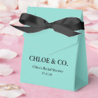 White Bow Teal Blue Bridal Shower Favour Box