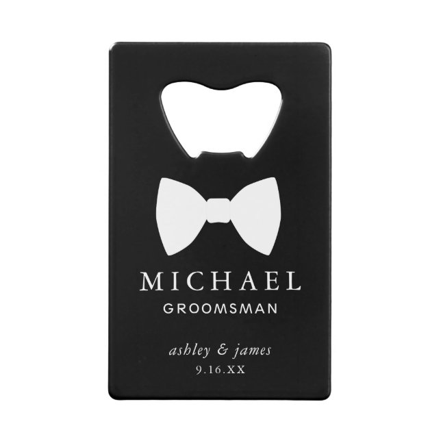 White Bow Tie Groomsman Personalised Wedding (Front)