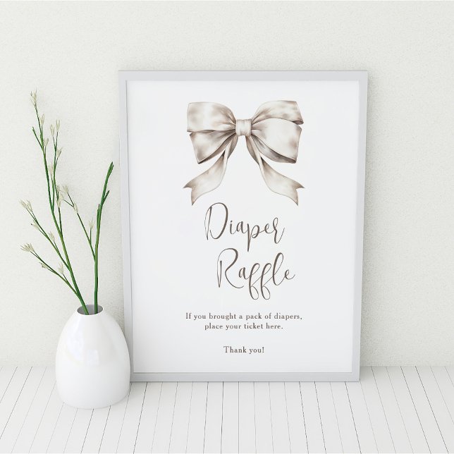 White Bow Vintage Diaper Raffle  Poster (Creator Uploaded)