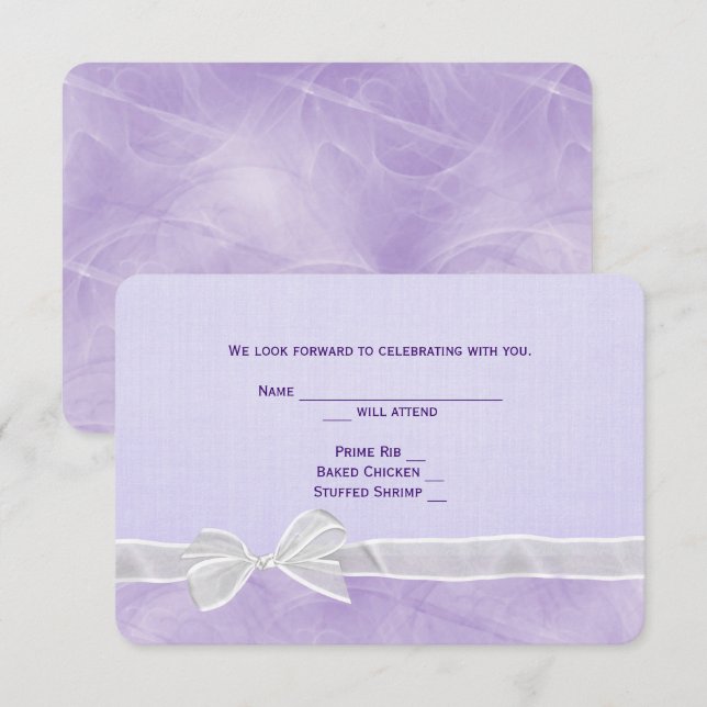White Bow Wedding RSVP Invitation (Front/Back)