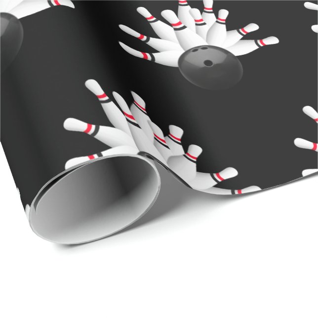 white bowling pins on black wrapping paper (Roll Corner)