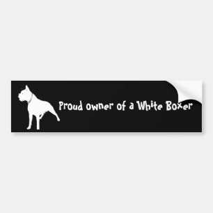 White boxer bumper sticker