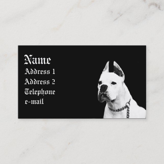 White Boxer business card (Front)