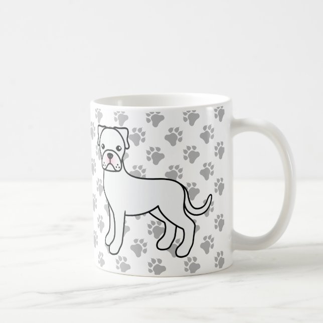 White Boxer Cute Cartoon Dog Coffee Mug (Right)