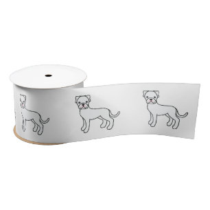 White Boxer Cute Cartoon Dog Satin Ribbon