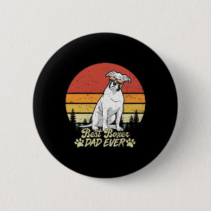White Boxer Dad Ever Vintage Retro Dog Fathers Day 6 Cm Round Badge