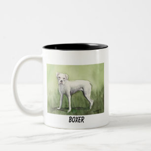 "White Boxer" Dog Art Mug