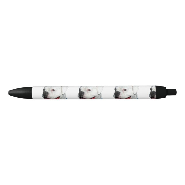 White Boxer dog Black Ink Pen (Front)