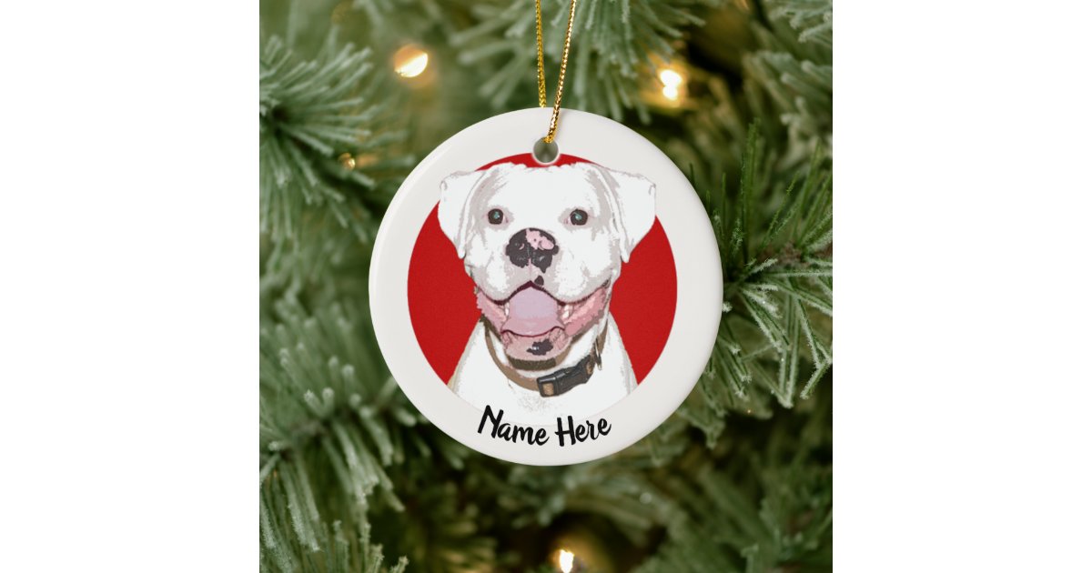 White Boxer Dog Christmas Ornament Zazzle